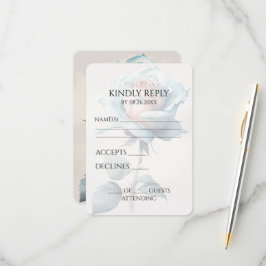 独自の青いヴィンテージ水カラーバラの作成 出欠カード