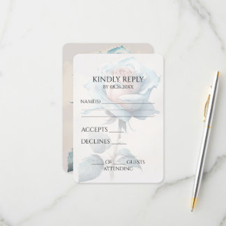 独自の青いヴィンテージ水カラーバラの作成 出欠カード