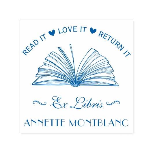 独自の青い名前をカスタムするEx Librisブックの作成 セルフインキングスタンプ (デザイン)