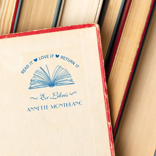 独自の青い名前をカスタムするEx Librisブックの作成 セルフインキングスタンプ