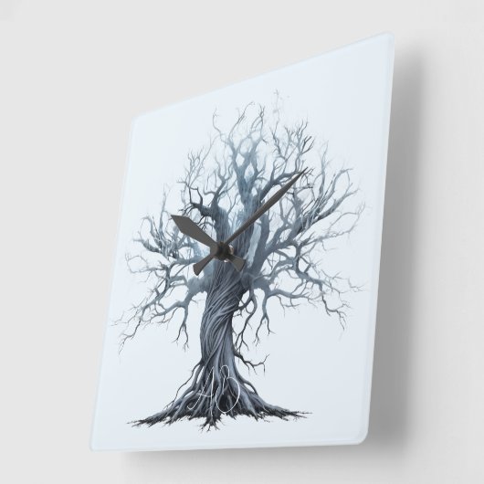 独自の青い木を作成する スクエア壁時計 (傾斜)