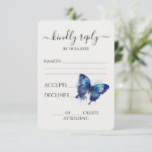 独自の青い水の色の絵を描バタフライを作成 出欠カード (スタンド正面)