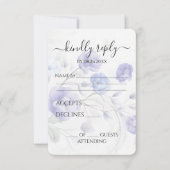 独自の青い水色の孔雀と花を作成 出欠カード (正面)