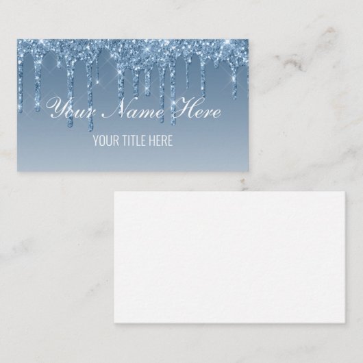 独自の青い滴りグリッターの作成 名刺 (正面/裏面)