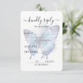 独自の青い紫の水色の蝶を作成 出欠カード (スタンド正面)