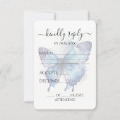 独自の青い紫の水色の蝶を作成 出欠カード (正面)