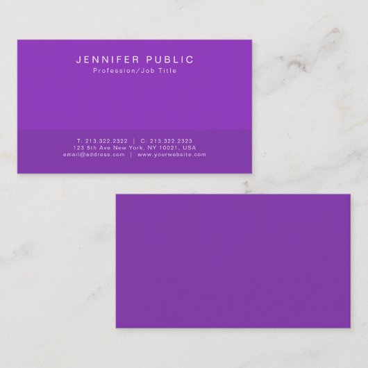 独自の青い紫モダンの平エレガント野を作成する 名刺 (正面/裏面)
