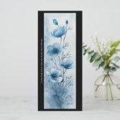 独自の青い花のかわいらしブックマークカードの作成 (スタンド正面)