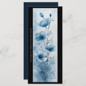 独自の青い花のかわいらしブックマークカードの作成 (正面/裏面)