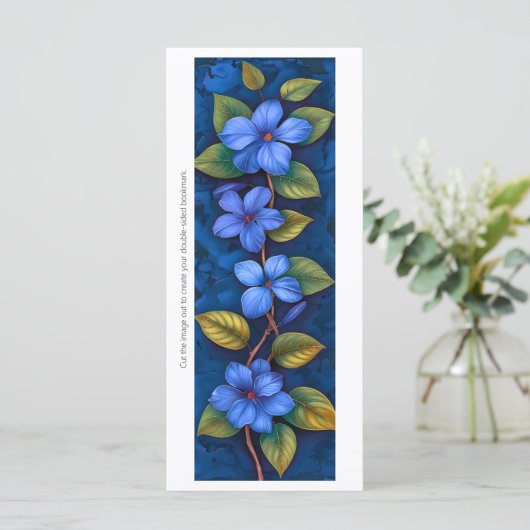 独自の青い花の絵を描しおりカードを作成する (スタンド正面)