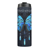 独自の青い蝶と結晶を作成 タンブラー (正面)