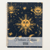 独自の青い金ゴールド天月と星を作成 プランナー手帳 (正面)