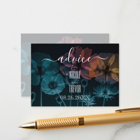 独自の青い黄色のピンクのX線花を作成する アドバイスカード (正面/裏面インサイチュ)