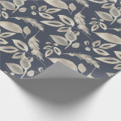 独自の青とエレガント金ゴールドの葉を作成 ラッピングペーパー (角)