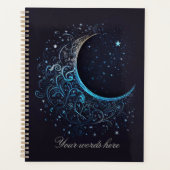 独自の青と金ゴールドを作成Filigree Moon プランナー手帳 (正面)