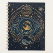 独自の青と金ゴールド月面を作成 プランナー手帳 (正面)