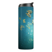 独自の青と金ゴールド蝶を作成 タンブラー (回転左)