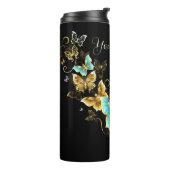 独自の青と金ゴールド蝶を作成 タンブラー (回転左)