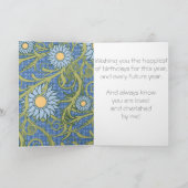 独自の青と黄のフローラ誕生日 カード (内部)