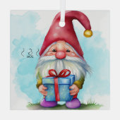 独自の青の現在のクリスマス格言を作成 ガラスオーナメント (裏面)