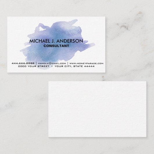 独自の青の色パーソナライズされた(ばちゃばちゃ)跳ねるの作成 名刺 (正面/裏面)