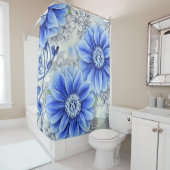 独自の青カスタムい花お洒落を作成 シャワーカーテン (インサイチュ)