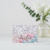 独自の青カスタムとピンクの真珠を作成 名刺 (スタンド正面)