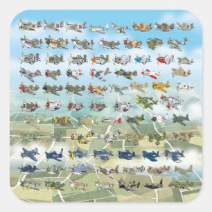 独自の飛行機風刺画を作成する スクエアシール