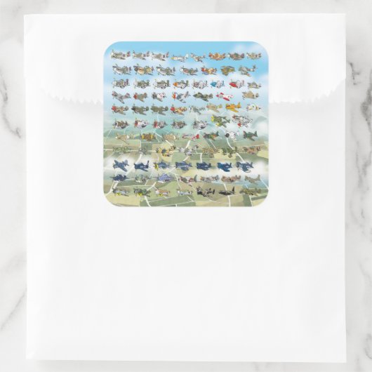 独自の飛行機風刺画を作成する スクエアシール (バッグ)