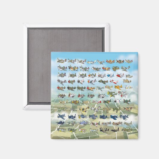 独自の飛行機風刺画を作成する マグネット (正面/裏面)