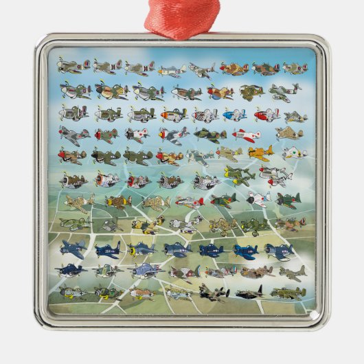 独自の飛行機風刺画を作成する メタルオーナメント (正面)
