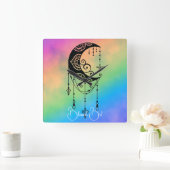 独自の魅力的なボーホムーンシルエットを作成 スクエア壁時計 (ホーム)