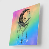 独自の魅力的なボーホムーンシルエットを作成 スクエア壁時計 (傾斜)