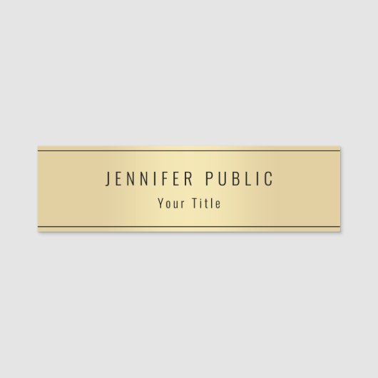 独自の魅力的な金ゴールドルックテンプレート 名札 (正面)