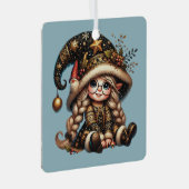 独自の魔法のクリスマス格言の作成 メタルオーナメント (正面右)