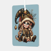 独自の魔法のクリスマス格言の作成 メタルオーナメント (正面左)