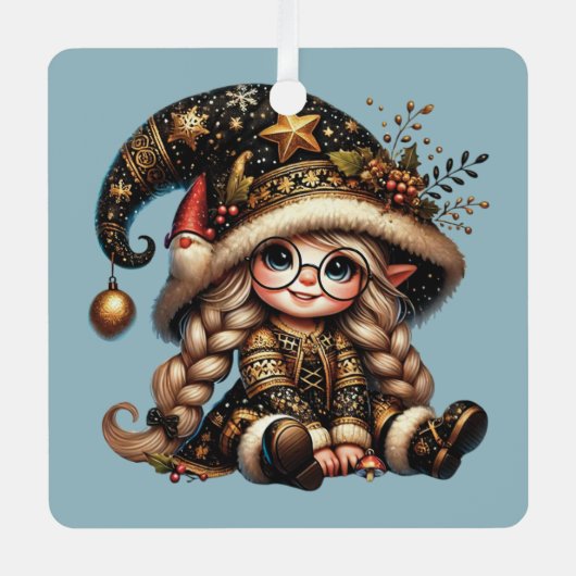 独自の魔法のクリスマス格言の作成 メタルオーナメント (正面)