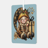 独自の魔法のクリスマス格言ギフトの作成 メタルオーナメント (正面左)