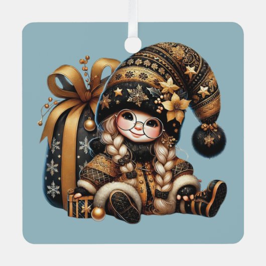 独自の魔法のクリスマス格言ギフトサックを作成 メタルオーナメント (正面)