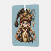 独自の魔法のクリスマス格言ココアを作成 メタルオーナメント (正面左)