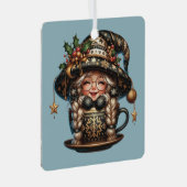 独自の魔法のクリスマス格言ティーカップを作成 メタルオーナメント (正面右)