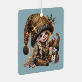 独自の魔法のクリスマス格言雪だるまの作成 メタルオーナメント (正面右)