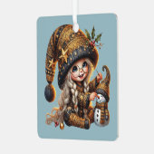 独自の魔法のクリスマス格言雪だるまの作成 メタルオーナメント (正面左)