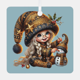 独自の魔法のクリスマス格言雪だるまの作成 メタルオーナメント