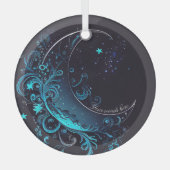 独自の魔法のシルバーとブルームーンを作成 ガラスオーナメント (正面)