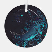 独自の魔法のシルバーとブルームーンを作成 ガラスオーナメント (裏面)