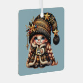 独自の魔法のメリークリスマス格言の作成 メタルオーナメント (正面右)