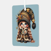 独自の魔法のメリークリスマス格言の作成 メタルオーナメント (正面左)