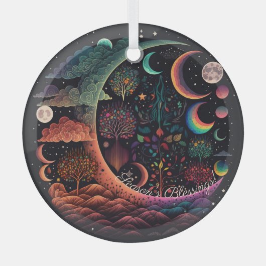 独自の魔法の惑星パラダイスを作成 ガラスオーナメント (正面)