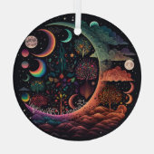 独自の魔法の惑星パラダイスを作成 ガラスオーナメント (裏面)